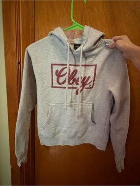 Obey Gray Hoodie with Maroon Script